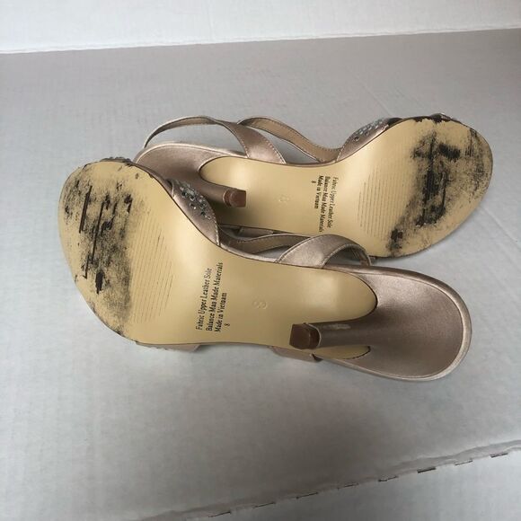Lulu Townsend dressy sandals Champagne Lt Nikita rhinestones Size 8 in box - Picture 8 of 10